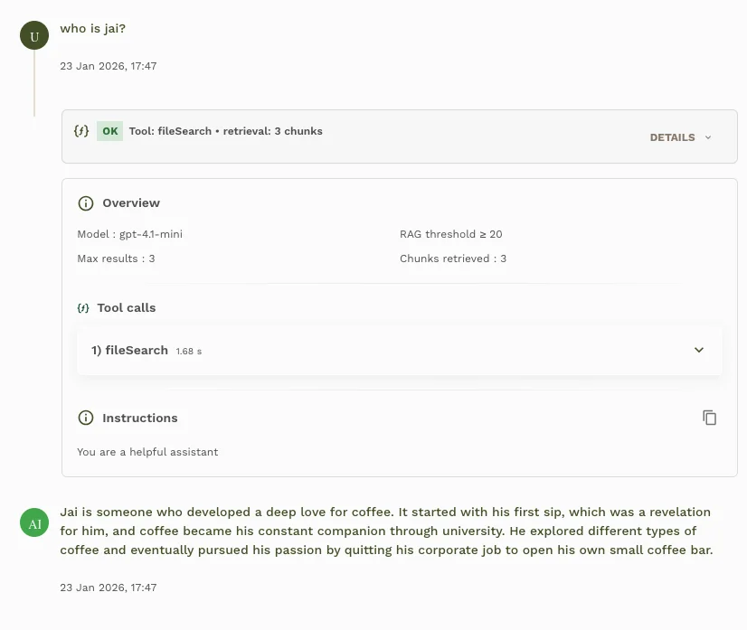 Session dashboard file search view