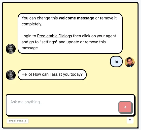 Comic Book Theme - Vibrant bold chatbot with comic-style bubbles and red buttons