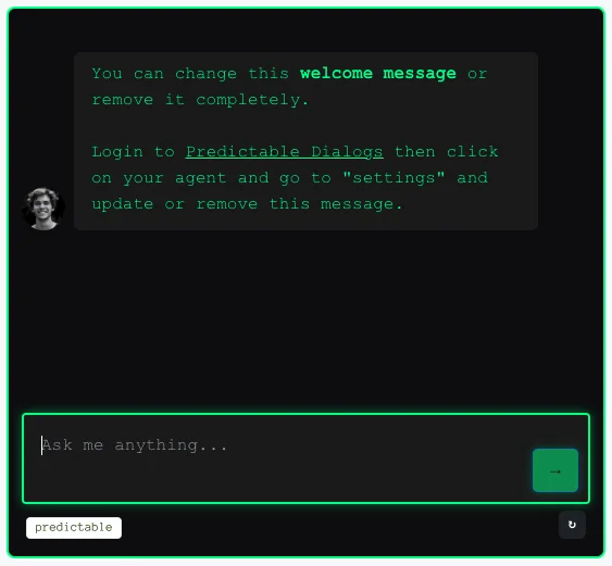 Gaming Console Theme - Dark neon-lit chatbot with glowing green elements