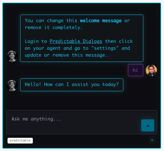 Futuristic Hologram Theme - Sci-fi glowing chatbot with cyan and purple accents