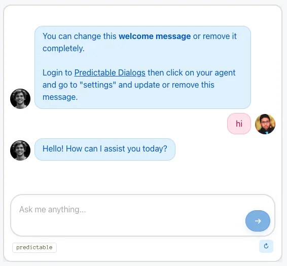 Social Media Theme - Bright messaging-style chatbot with blue and pink bubbles